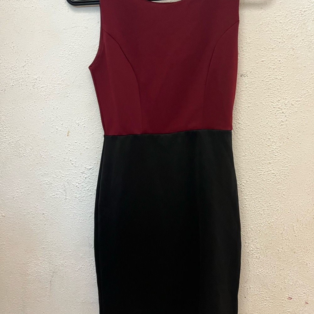 Dainty Hooligan Burgundy and Black Midi Dress